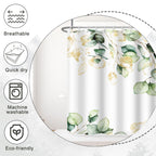 Ruelvth Stall Shower Curtain, Watercolor Green And Gold Eucalyptus Small Shower Curtain Set Waterproof Fabric Spring Bathroom De