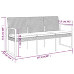 vidaXL 3-Seater Patio Bench with Cushions - Black Polypropylene Rattan, Powder-Coated Steel Frame, Armrests, Backrest, Comfortable Seating for Three