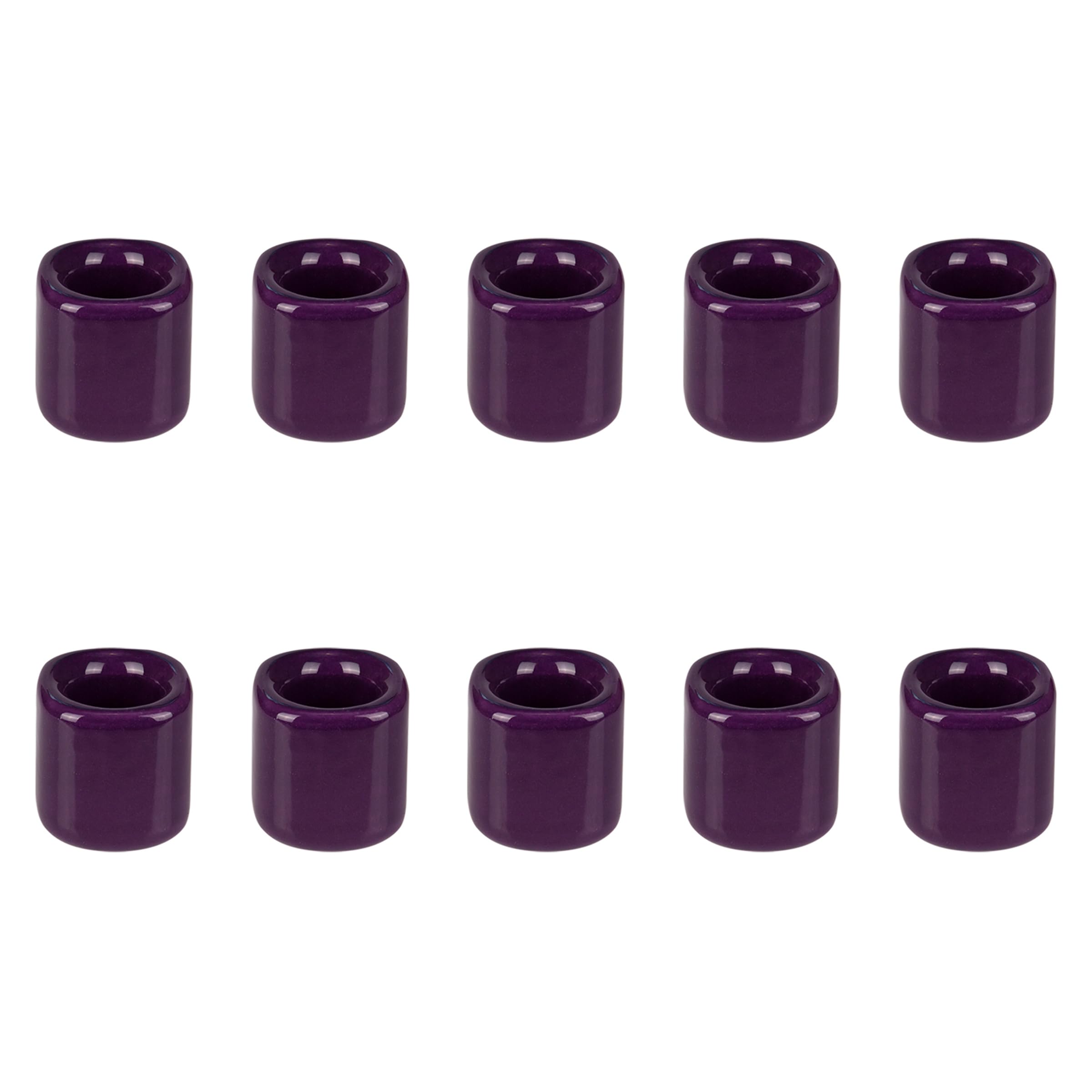 Mega Candles 10 pcs Dark Purple 1/2 Inch Diameter Ceramic Chime Ritual Spell Candle Holders, Great for Casting Chimes, Meditatio