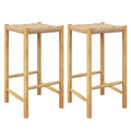 Giantex 26' Counter Height Wood Bar Stools Set Of 2, Boho Rattan Barstools, Max Load 330 Lbs, Armless Saddle Kitchen Stools, Backless Wicker Bar Stools For Kitchen Counter Indoor Outdoor