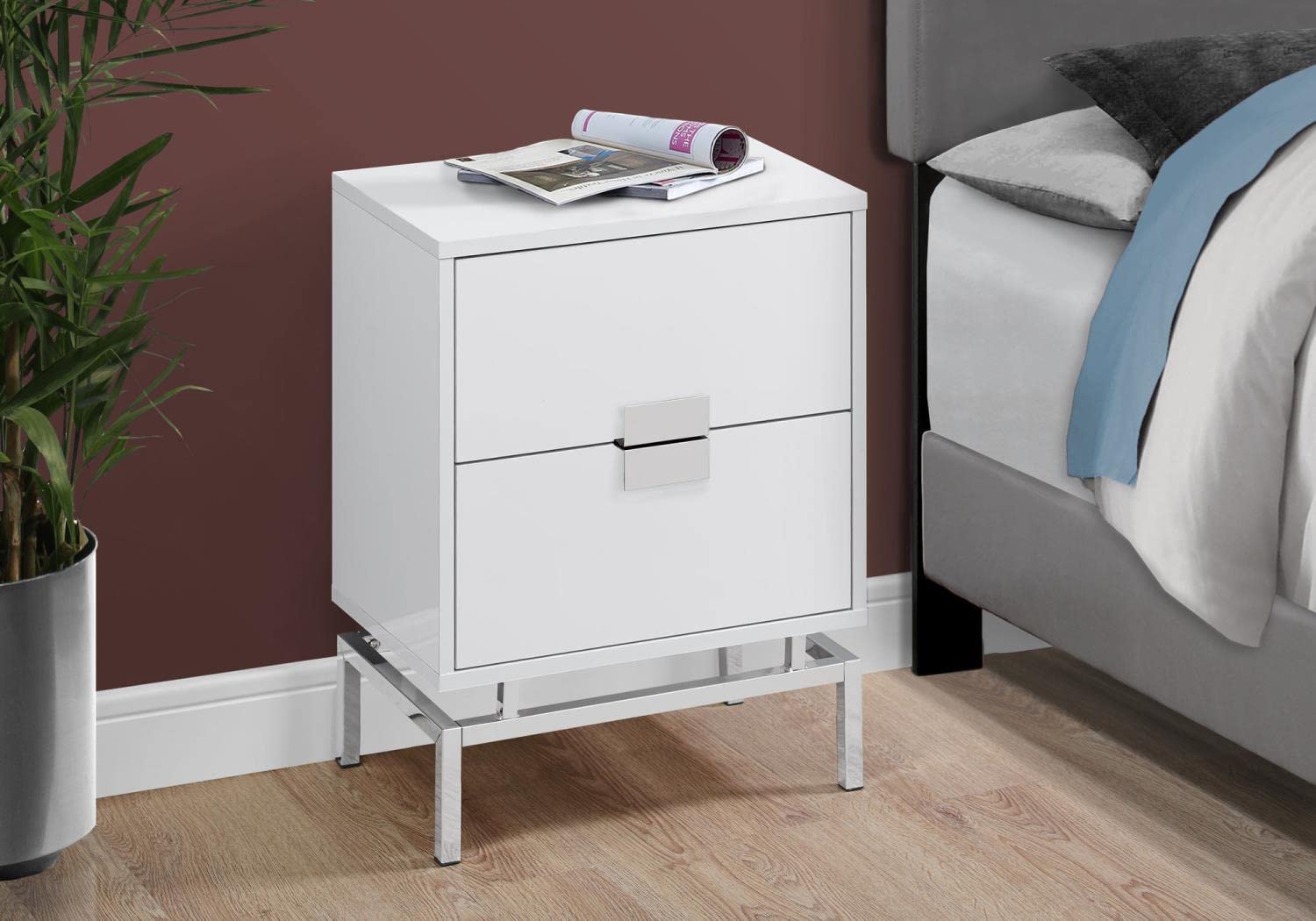 Monarch Specialties Accent, End, Night Stand, Side Table, 2 Drawers, 24&quot; H, White