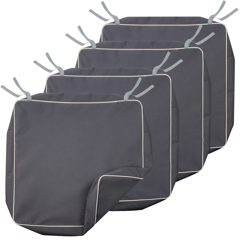 Porch Shield Outdoor Patio Cushion Covers Set 4 Waterproof Fade Resistant Chair Seat Cushion Slipcovers 22 X 20 X 4 Inch, Dark G