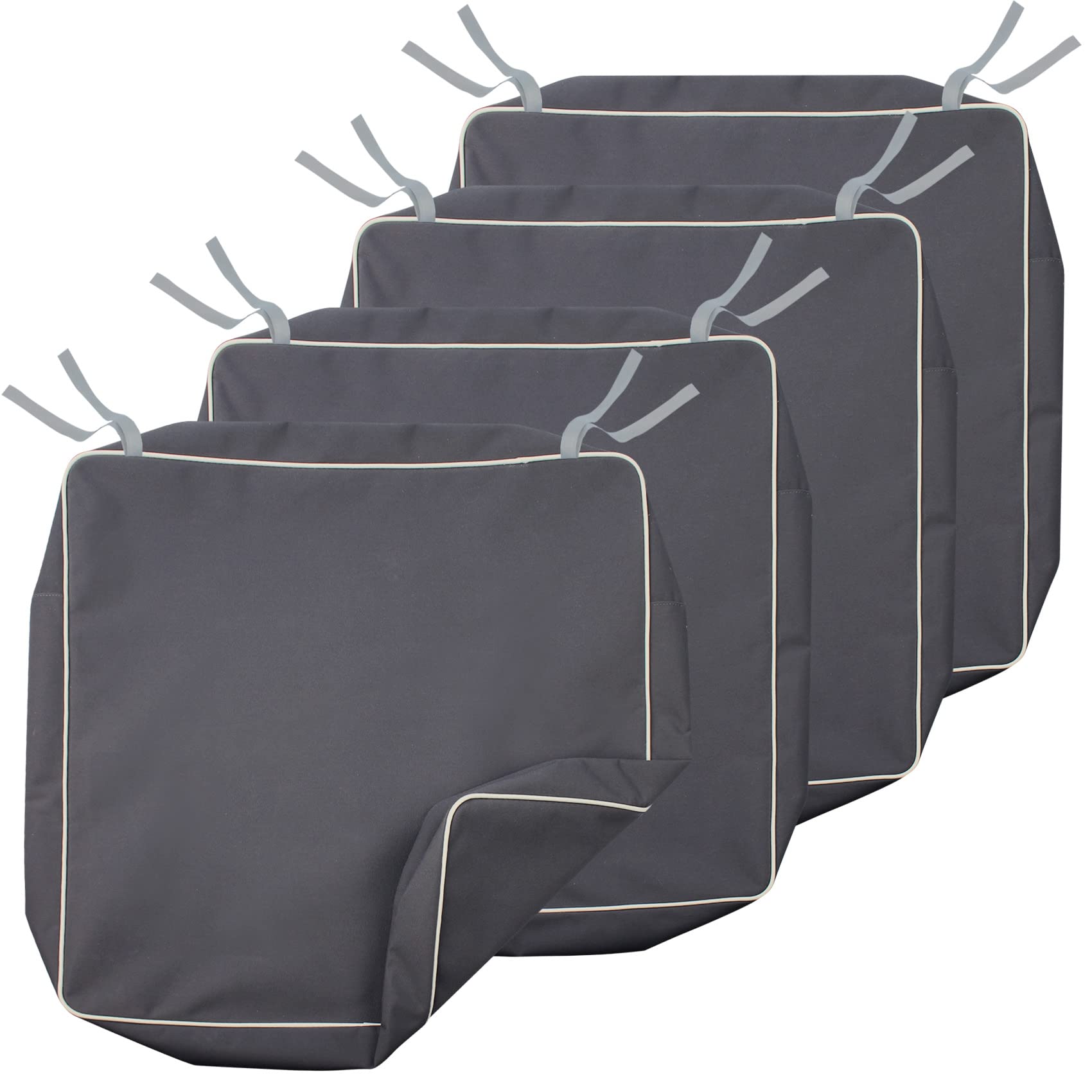 Porch Shield Outdoor Patio Cushion Covers Set 4 Waterproof Fade Resistant Chair Seat Cushion Slipcovers 24 X 24 X 4 Inch, Dark G