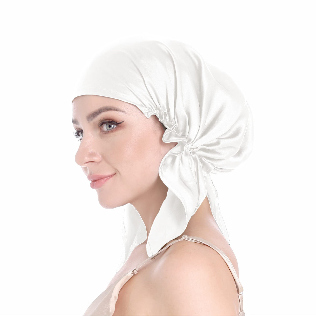 SissiLita 100% Silk Bonnet for Sleeping, Hair Bonnet with Tie Band, Large Silk Sleep Cap for Curly Hair, Silk Hair Wrap for Hair