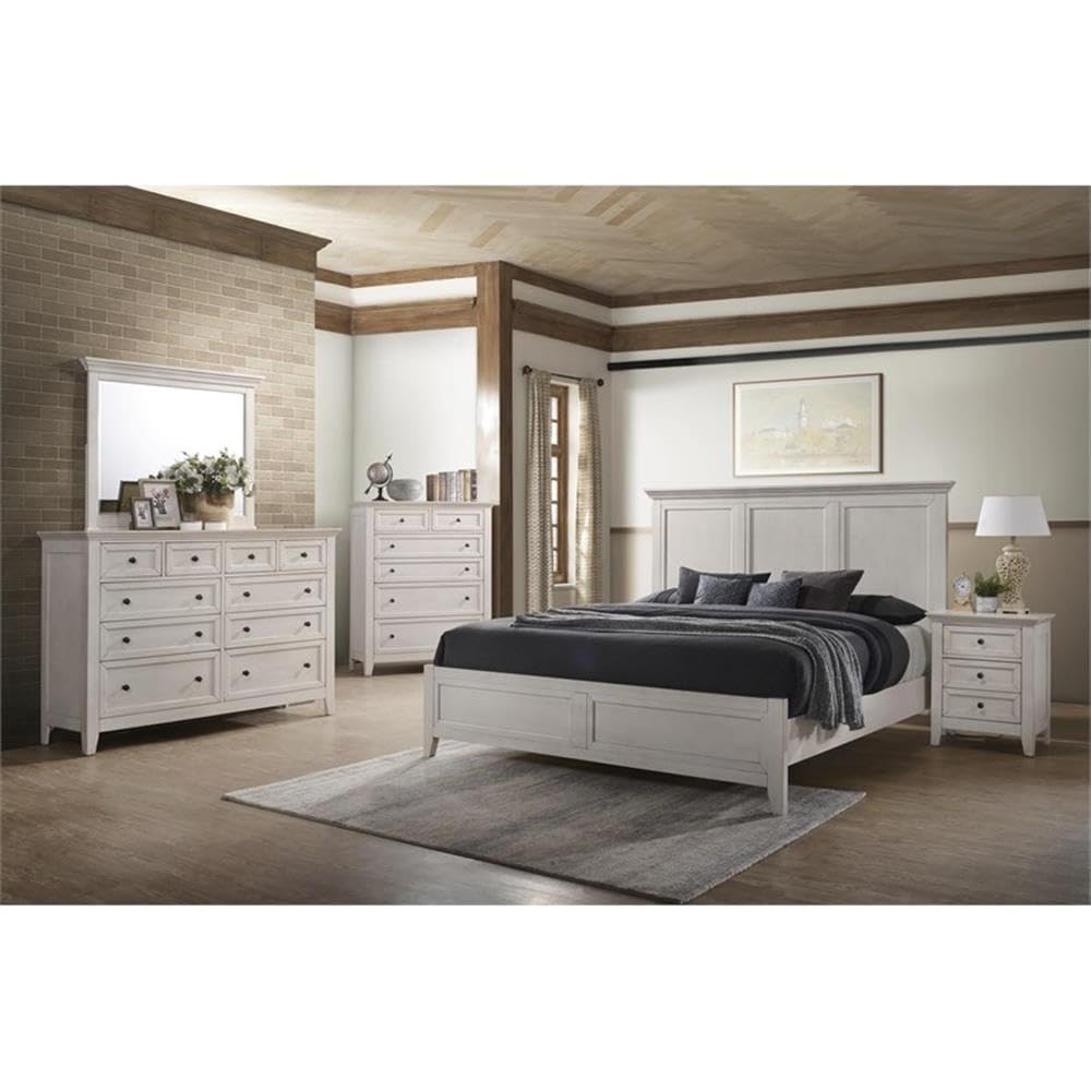 Intercon San Mateo Nightstand with 3 Drawers, Rustic White Bedside Tables