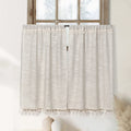 Boho Tassel Kitchen Curtains 36 Inch Length Modern Farmhouse Cotton Linen Short Cafe Curtains For Bathroom Small Window Country