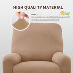 Easy-Going 4 Pieces Microfiber Stretch Recliner Slipcover – Spandex Soft Fitted Sofa Couch Cover, Washable Furniture Protector With Elastic Bottom For Kids, Pet(Recliner, Camel)