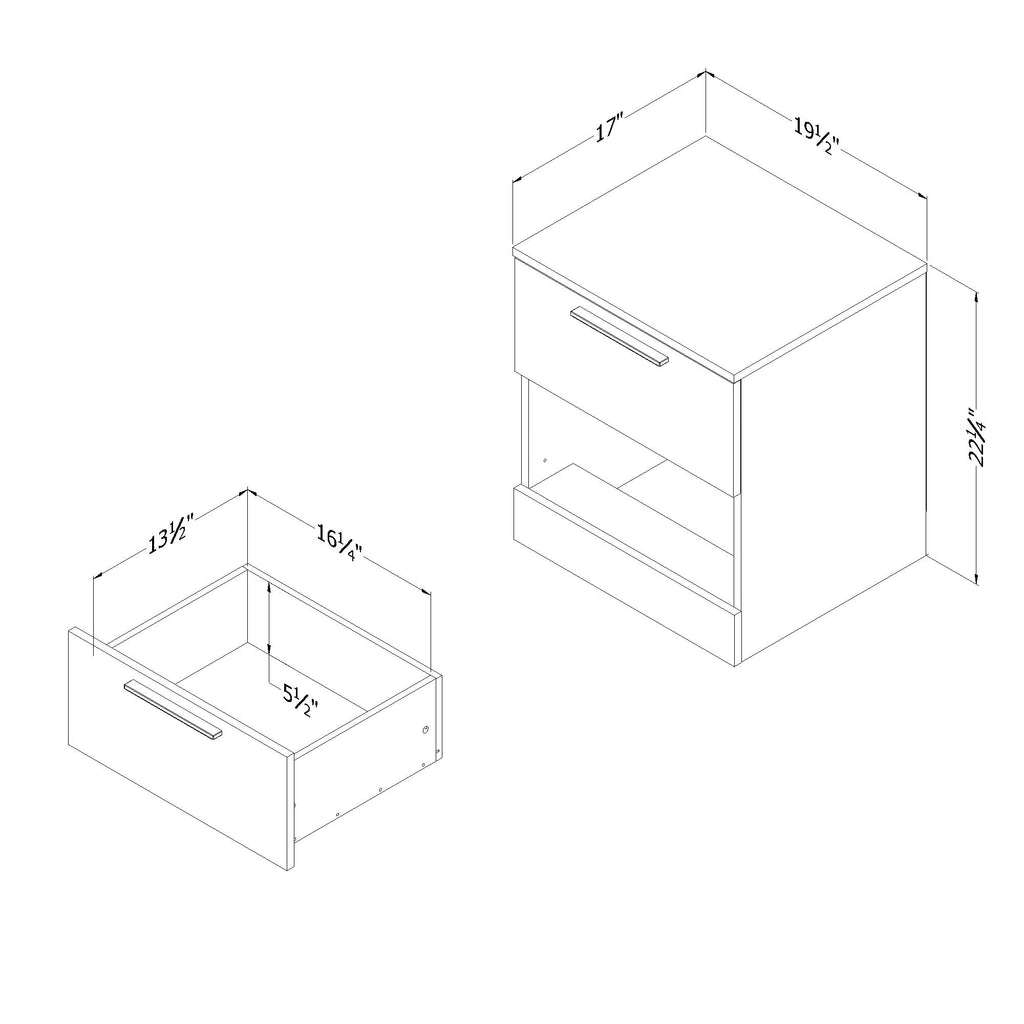 South Shore Furniture Step One Essential 2-Drawer Nightstand, Bleached Oak