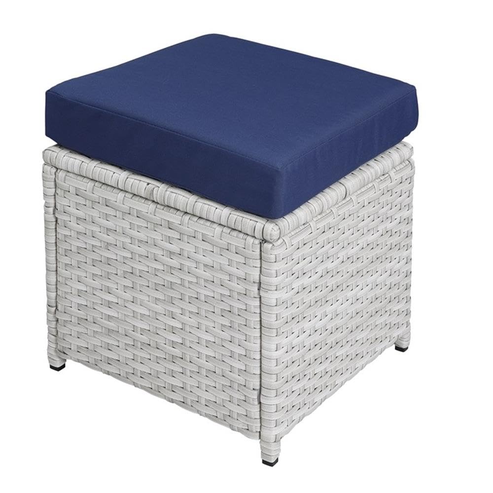 Acme Paitalyi 9 Pieces Pack Patio Set in Blue Fabric & Wicker