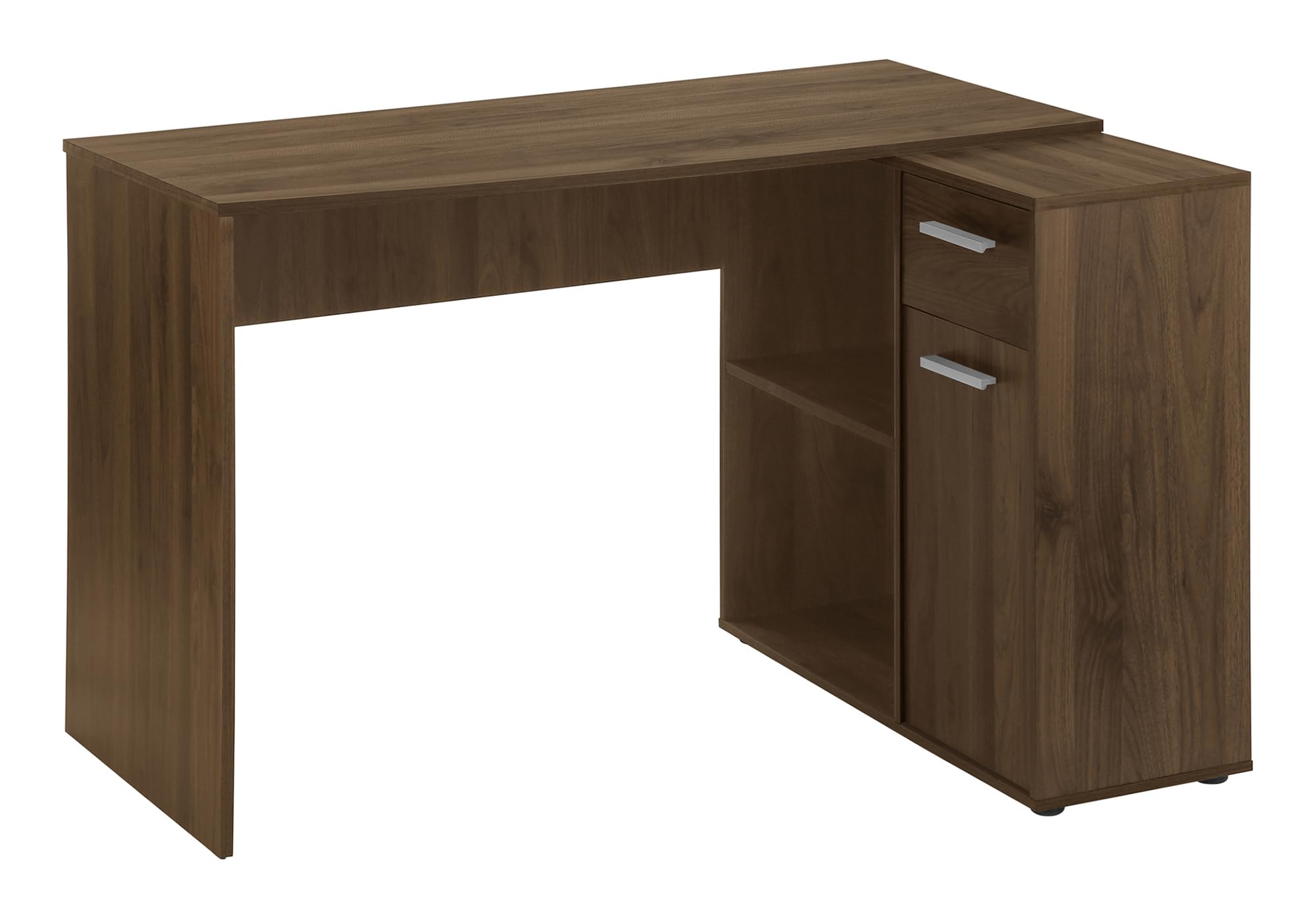 Monarch Specialties 7348 Computer Desk, Home Office, Corner, Storage Drawers, Shape, Work, Laptop, Laminate, Walnut, Contemporary, Modern Desk-46 L Dark Cabinet, 46&Quot; L X 34.25&Quot; W X 29.5&Quot; H