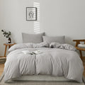 CLOTHKNOW Grey Comforter Set California King 3Pcs Light Gray Bedding Comforter Sets Grey Comforter King Size Soft Silver Comfort