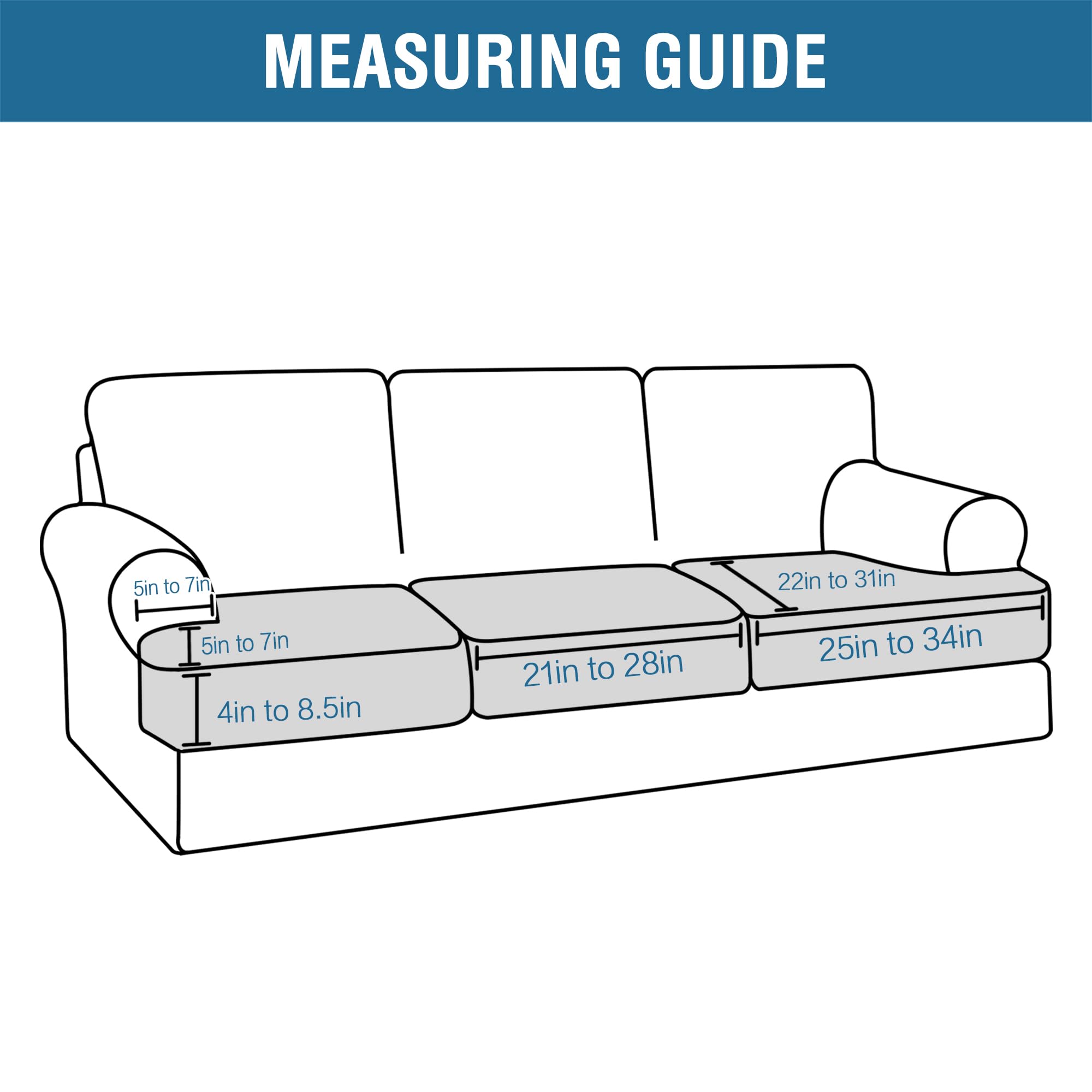 H.Versailtex Stretch 3 Piece T Cushion Sofa Slipcovers Individually Sofa Cushion Covers For 3 Cushion Couch Sofa Seat Cushion Covers With Elastic Bands Featuring Thicker Jacquard Fabric, Caramel