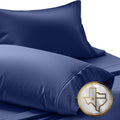 Texas Linen Co. Luxuriously Soft 100% Cotton King Size Pillowcases, Navy Blue, Set Of 2, Sateen Weave, Fade Resistant, Easy To M