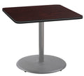 National Public Seating Nps 36&Quot; Square Cafe Table With Round Base, 30&Quot; Height, Particleboard Core/T-Mold, Mahogany Top, Grey Frame