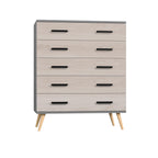 Woodpeckers Furniture And Mattress Eli Mid-Century Modern 5 Drawer Chest (Dark Gray & Honey Oak)