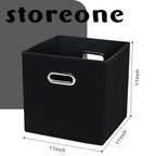 Storeone Black Fabric Storage Bins Cubes Baskets Containers-(11X11X11) With Dual Handles Cube Storage Organizer Bins For Shelf C