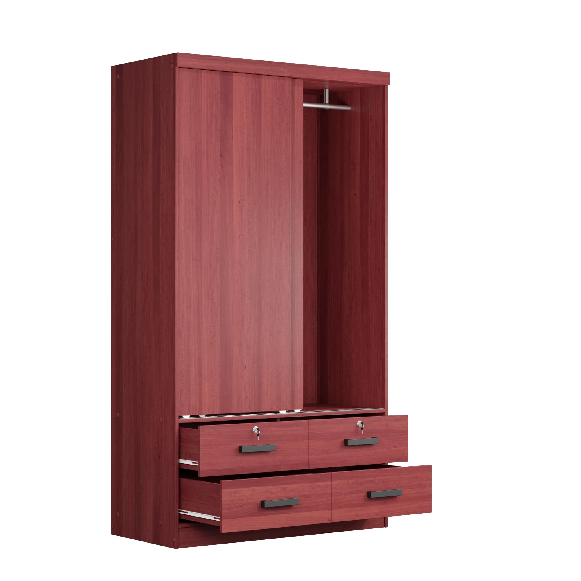 Woodpeckers Furniture And Mattress Sarah Modern Wood Double Sliding Door (Mahogany)