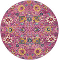 HomeRoots 100% Polypropylene 5’ Round Fuchsia and Orange Distressed Area Rug