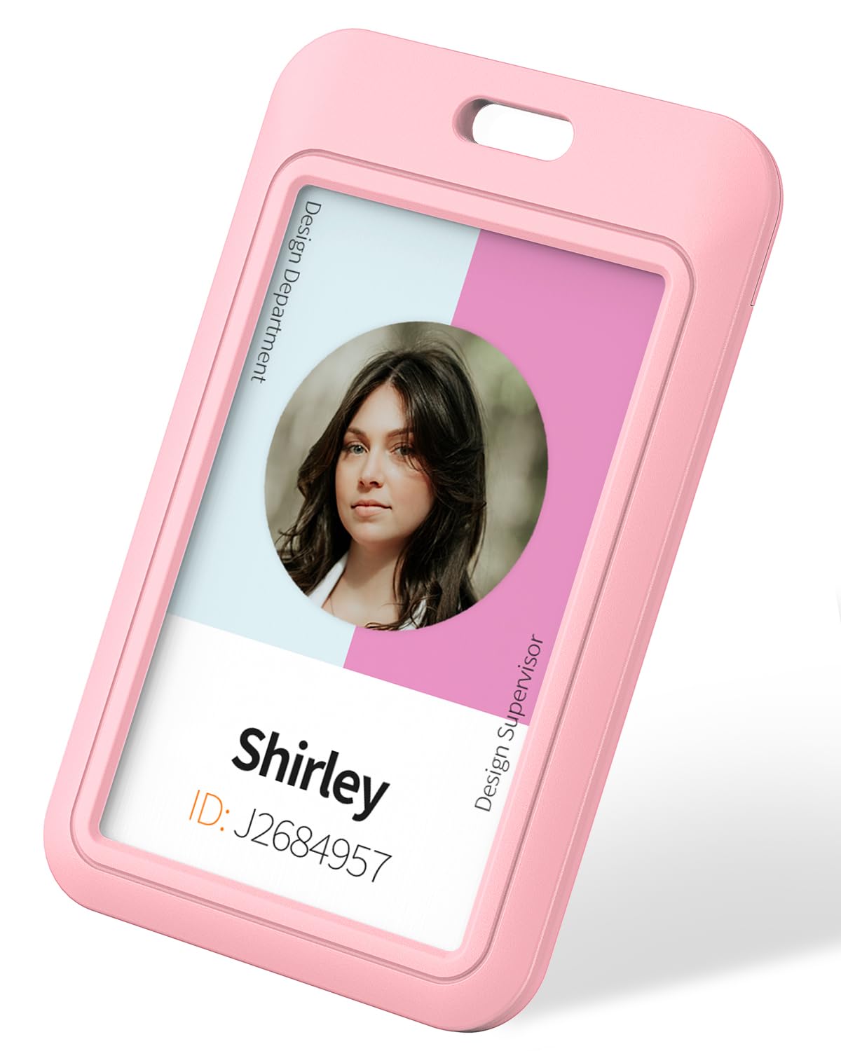 Uniclife 1 Pack Sliding Id Badge Holder Pink Hard Vertical Plastic Card Case Protector Pouch With Clear Window For Office School