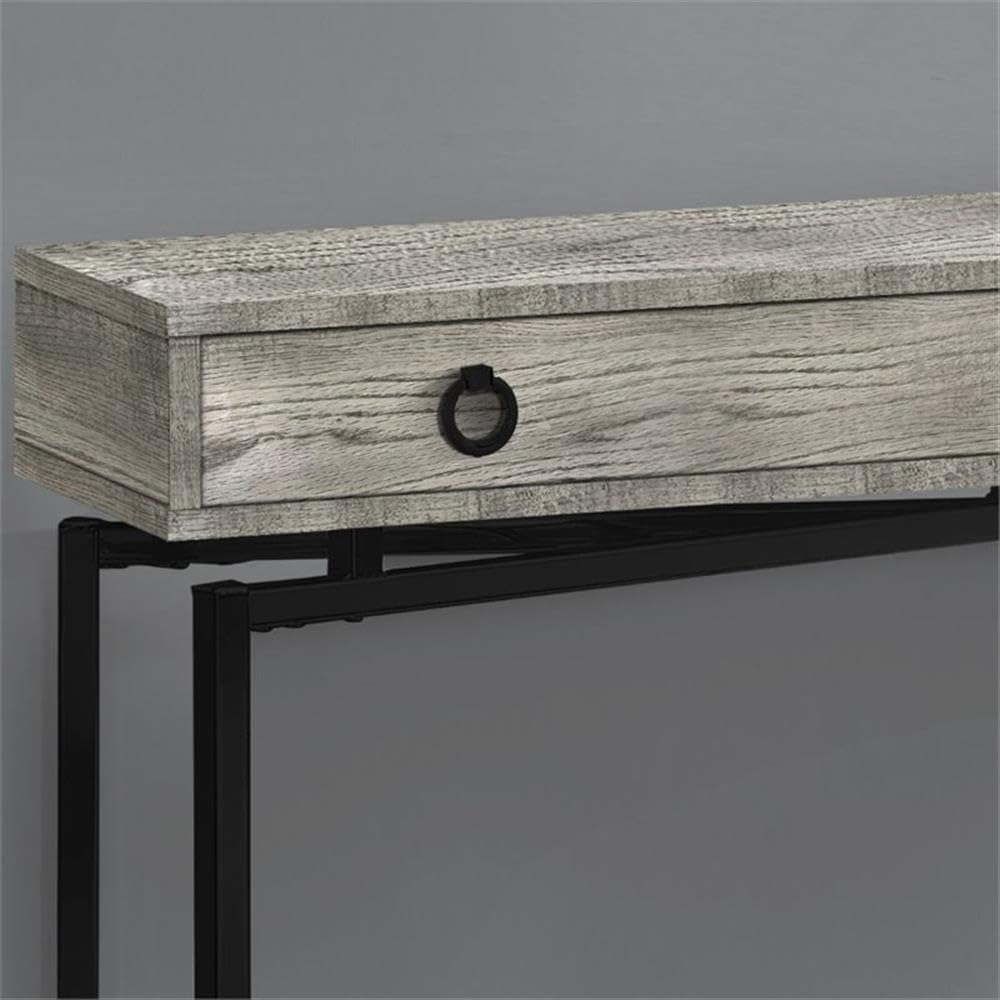 Monarch Specialties Console Sofa Accent Table, 42&quot; L, Grey Reclaimed Wood-Look/Black Base