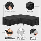 Purefit Outdoor Sectional Sofa Cover Waterproof V Shaped Patio Furniture Covers For Deck, Lawn And Backyard, 89”X89”, Black