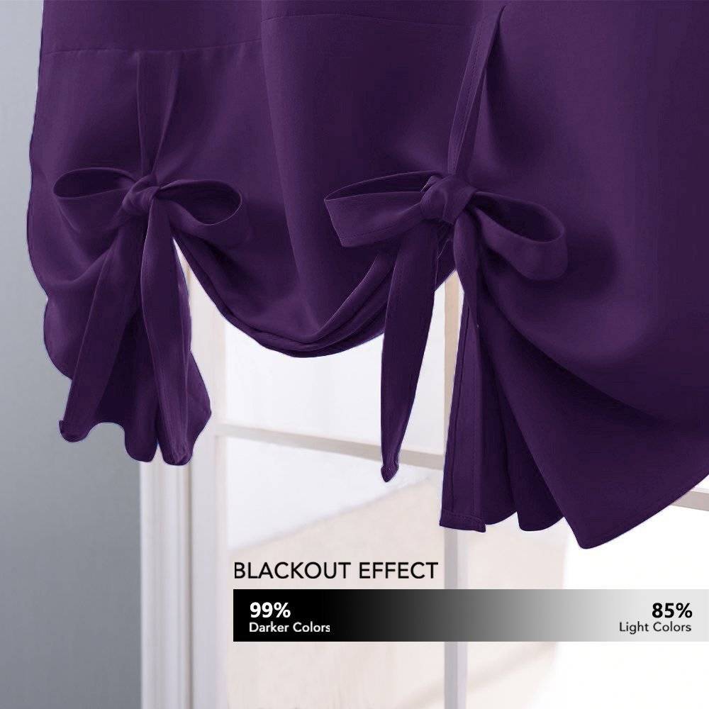Nicetown Thermal Insulated Blackout Curtain - Tie Up Shade Drape For Narrow Window/Kitchen/Halloween Present (Royal Purple, Rod