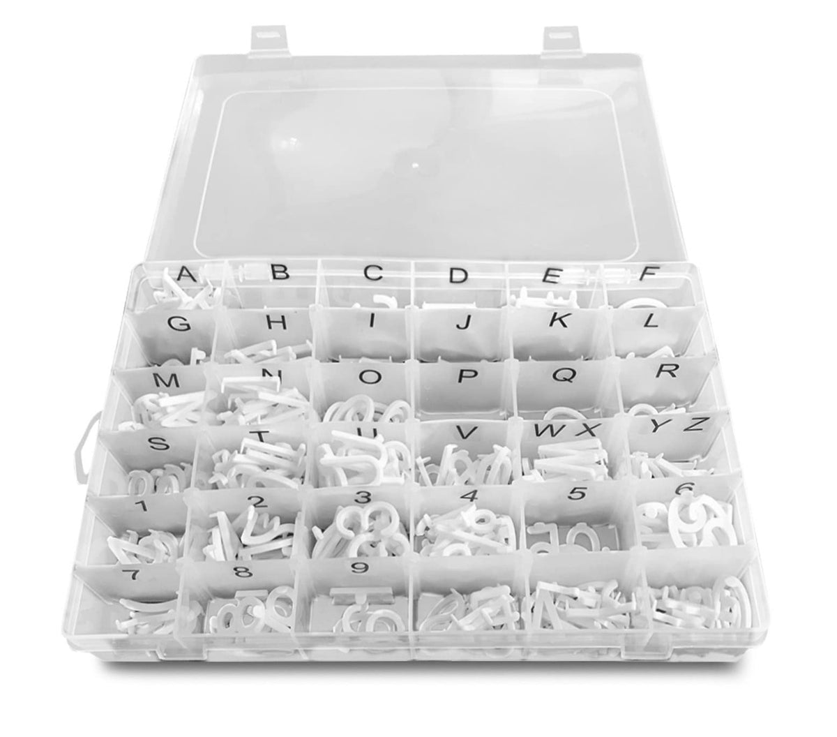 Letter Board Letters - 1 Inch Letters In Organizer Case - Pre-Cut & Sorted Plastic Characters 300 Pieces - Home-Office-School De