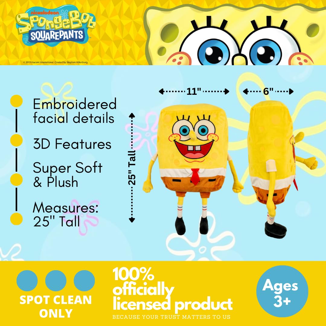 Franco Collectibles Spongebob Squarepants Kidult Bedding Super Soft Plush Cuddle Pillow Buddy, One Size, (Official Licensed Prod