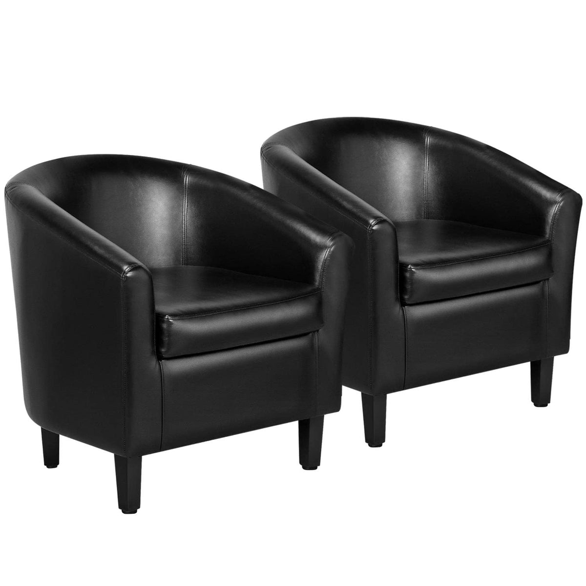 Yaheetech Barrel Chairs Set of 2, Faux Leather Club Chairs, PU Leather Accent Chairs, Waiting Room Chair with Soft Padded Seat f