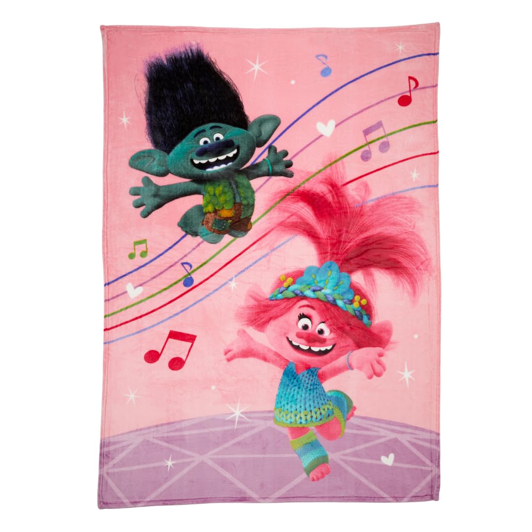 Franco DreamWorks Trolls 3 Band Together Movie Kids Bedding Super Soft Plush Throw Blanket, 62 in x 90 in, (Officially Licensed 