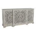 Kosas Home Aurora 4-Door Transitional Mango Wood Sideboard in Gray
