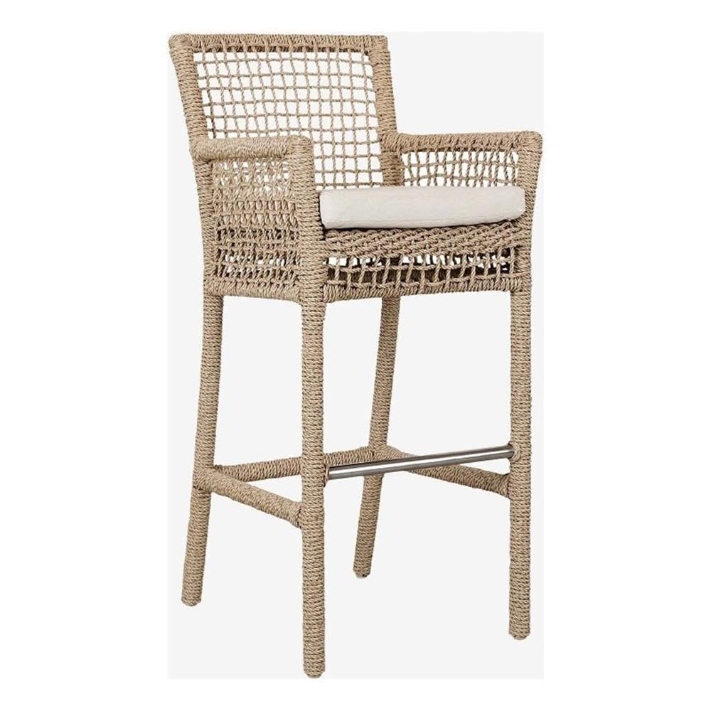 Kosas Home Brisbane 31" Olefin & Aluminum Bar Stool in Natural Brown