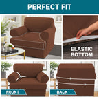 Turquoize T Cushion Chair Slipcover T Cushion Chair Covers For Living Room Stretch Sofa Couch Cover Soft Armchair Cover Washable Furniture Covers With Individual T Cushion Seat Covers (Chair,Caramel)