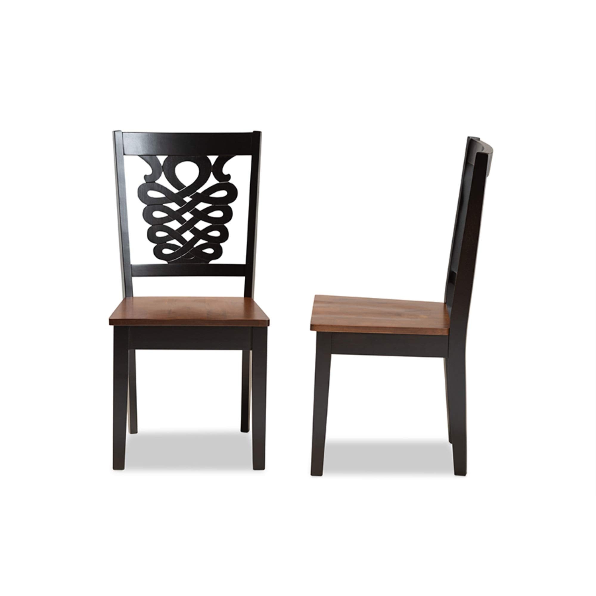 Baxton Studio Gervais Modern and Contemporary Transitional Two-Tone Dark Brown and Walnut Brown Finished Wood 2-Piece Dining Chair Set