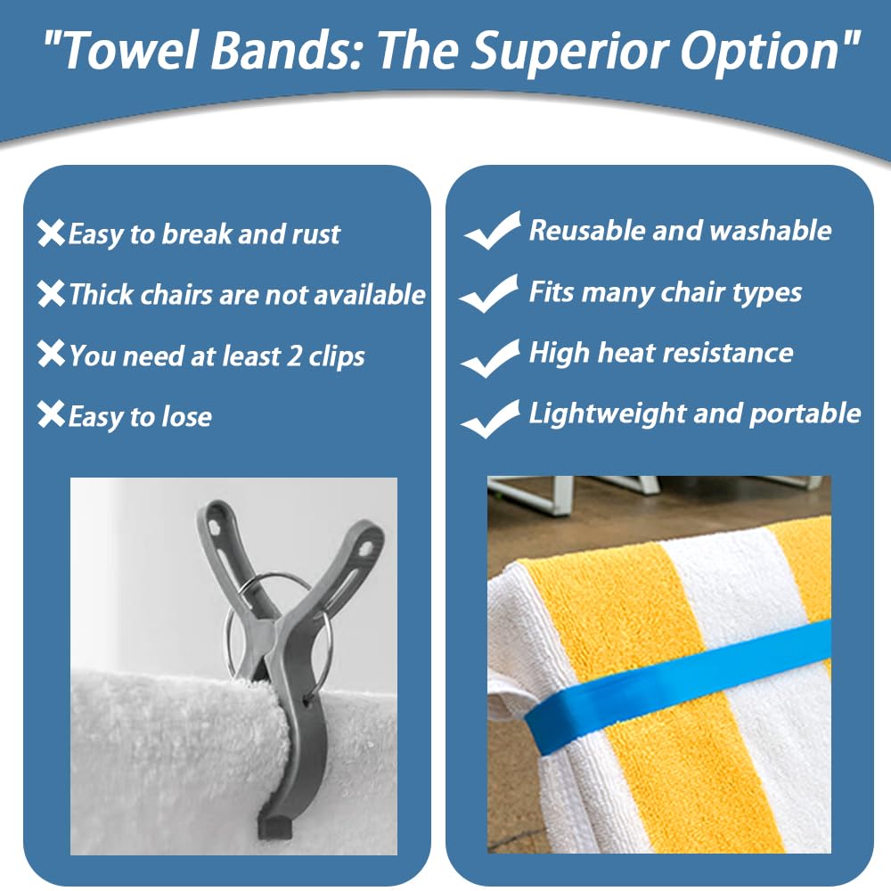 Towel Bands For Cruise & Beach Chairs - Cruise & Beach Pool Chairs Ship Essentials - Must Haves Alternative To Beach Towel Clips
