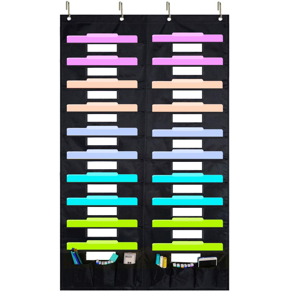 Zkoo Classroom Organization Center Storage Pocket Chart/ Wall Hanging File Organizer, 20 Pocket + 6 Pocket Vertical Folder Holde