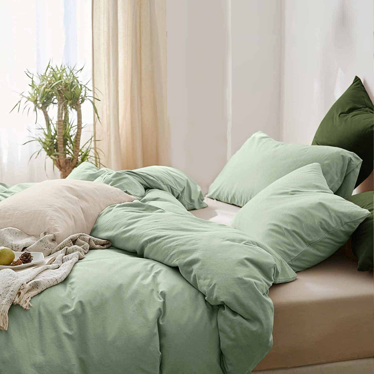 Etdiffe King Size Comforter Set, 3 Piece Aesthetic Modern Bedding Set - Soft & Lightweight All Season Microfiber Down Alternativ