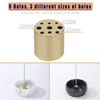 Incense Holder, Incense Burner Ash Catcher With Brass 9 Holes Incense Stick Holder For Home Decor Yoga Spa Madiation (Natural Bl
