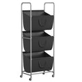 ELYKEN 3Tier Vertical Rolling Laundry Hamper with Wheels & Removable Bags