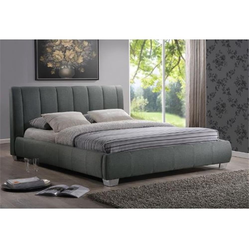 Baxton Studio Marzenia Fabric Upholstered Platform Bed, Queen, Grey