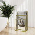 Indian Decor 28613 Freestanding Iron Towel Rack  Industrial, Modern Design With Gold Finish  Bathroom Storage Solution, Drying