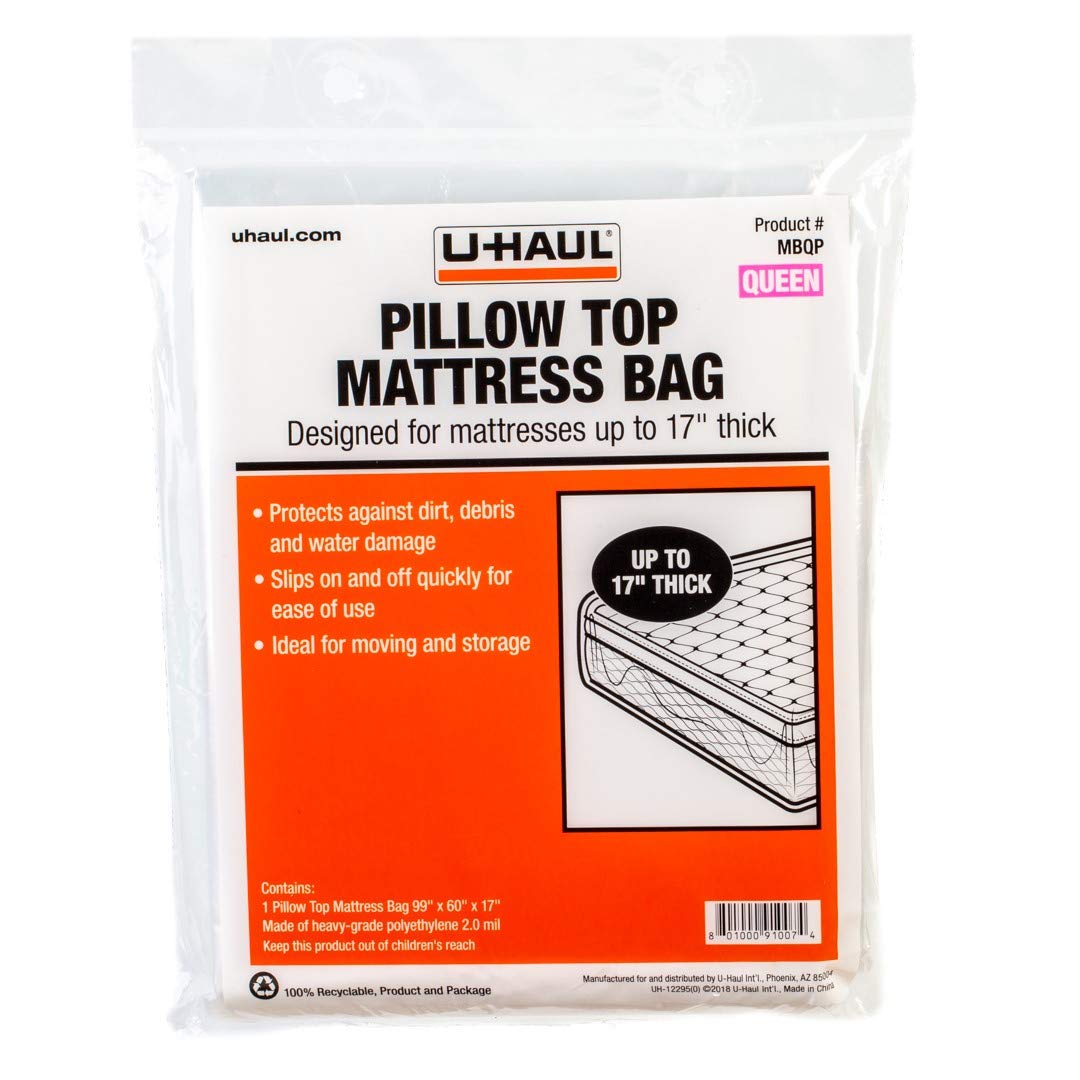 U-Haul Pillow Top Queen Mattress Bag - Moving & Storage Cover For Mattress Or Box Spring - 99    X 60    X 17
