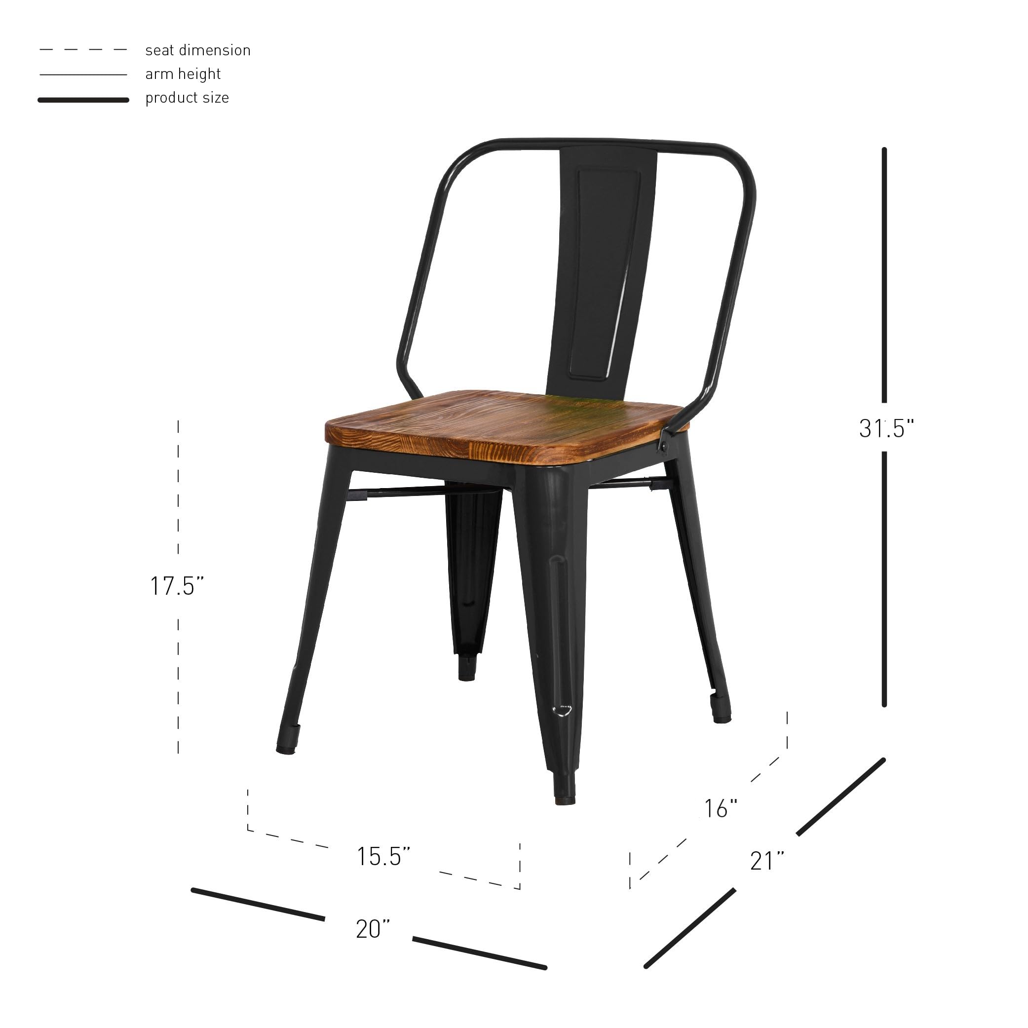 New Pacific Direct Brian Metal Side, Set Of 4 Dining Chairs, Black