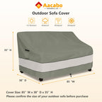 Aacabo Outdoor Sofa Cover,Patio Loveseat Cover,3-Seater Bench Cover,Waterproof Heavy Duty Patio Furniture Covers,85'W X 38'D X 35'H Inches Grey Green