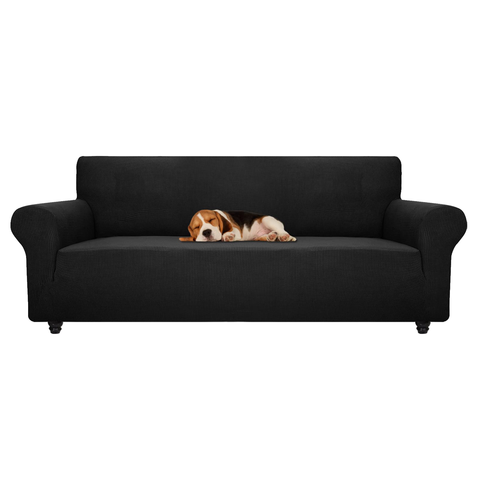 Znsayotx Stretch Oversized Couch Cover Universal Sofa Covers For Living Room Dogs Pet Furniture Protector Spandex Extra Large Sofa Slipcovers With Anti Slip Foam Sticks (Black, Xl Sofa)