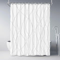 Punkray Grey Shadow Shower Curtain for Bathroom with Hooks, Extra Long Shower Curtain Set Stripe Bath Curtains Decor White Showe