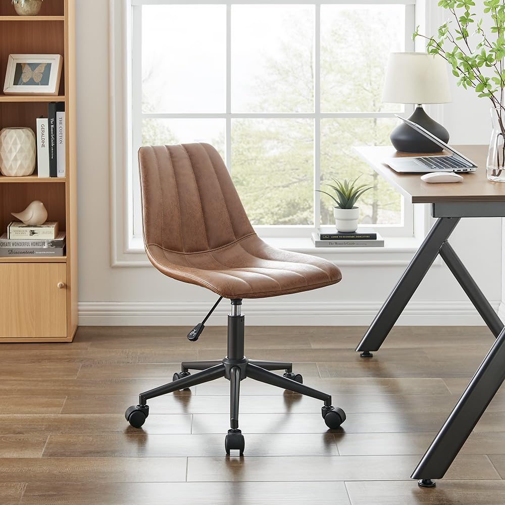 Npd Furniture And More Robert Pu Swivel Office Chair, Umber Brown