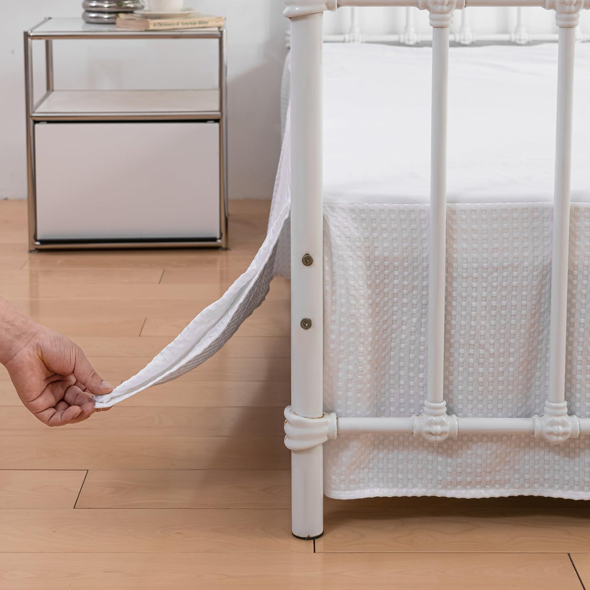 Xuan Dian Twin Bed Skirt - Twin Size Bed Skirt 14 Inch Drop With Split Corners, Pleated Waffle Weave Bed Skirt,Tailored Dust Eas