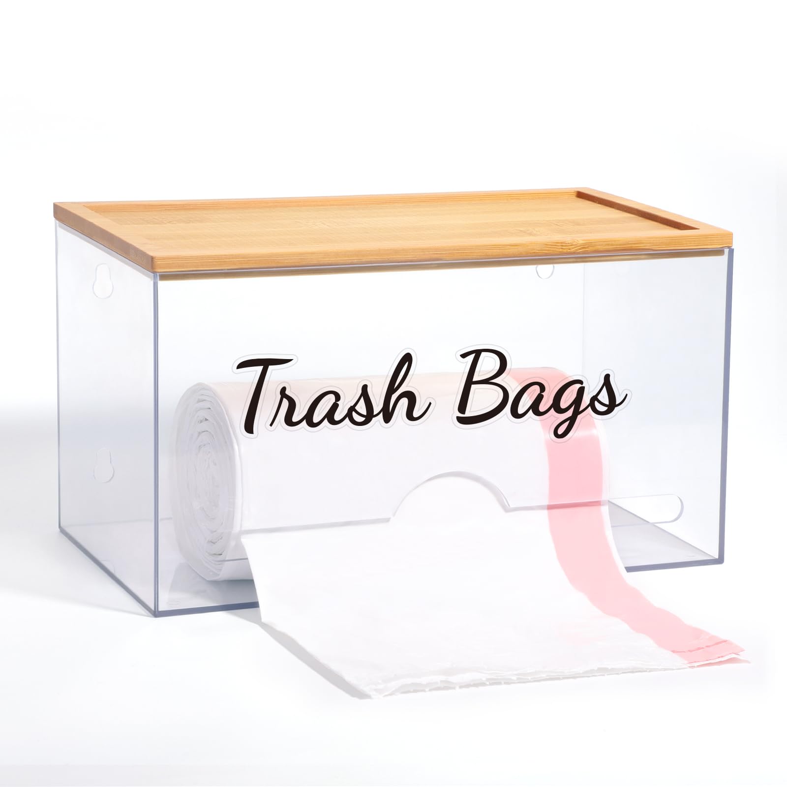 Jyps Stackable Storage Trash Bag Holder With Bamboo Lid, Wall Mounted Garbage Bag Dispenser Holder, Trash Bag Dispenser Holder/E