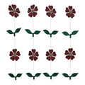 Red Glitter Flower And Green Leaves Garland